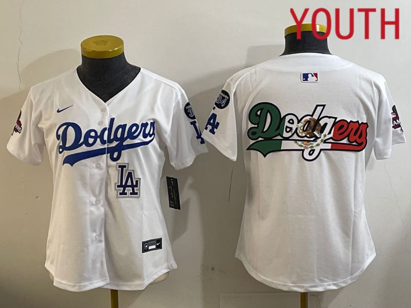 Youth Los Angeles Dodgers Blank White Game 2024 Nike MLB Jersey style 12093